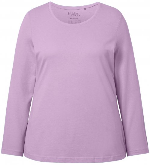 Ulla Popken Basic Round Neck Long Sleeve Slim Fit Cotton Tee Lavender - T-särgid - 
