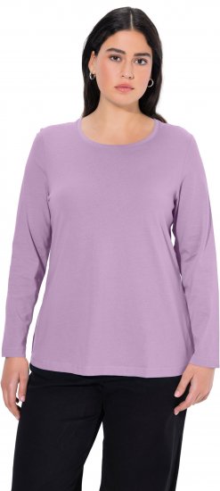 Ulla Popken Basic Round Neck Long Sleeve Slim Fit Cotton Tee Lavender - T-särgid - 