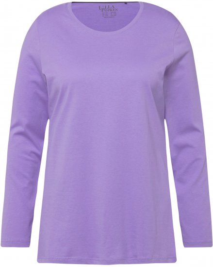 Ulla Popken Basic Round Neck Long Sleeve Slim Fit Cotton Tee Pale Lilac - T-särgid - 