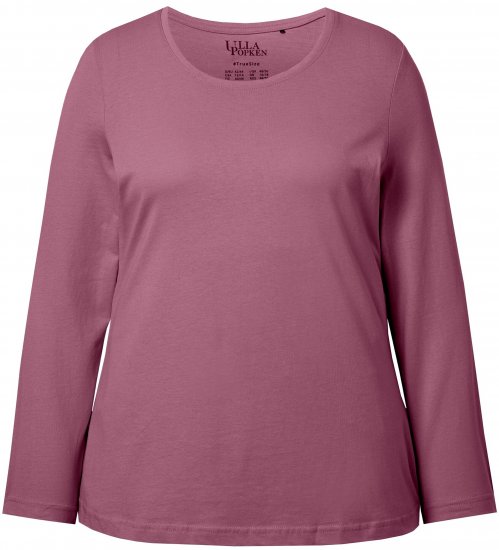 Ulla Popken Basic Round Neck Long Sleeve Slim Fit Cotton Tee Dark Rose - T-särgid - 