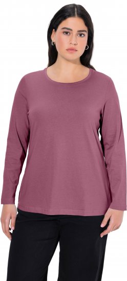 Ulla Popken Basic Round Neck Long Sleeve Slim Fit Cotton Tee Dark Rose - T-särgid - 