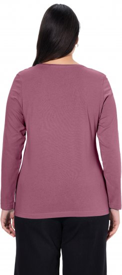 Ulla Popken Basic Round Neck Long Sleeve Slim Fit Cotton Tee Dark Rose - T-särgid - 