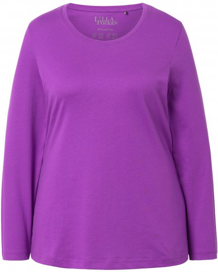 Ulla Popken Basic Round Neck Long Sleeve Slim Fit Cotton Tee Purple - T-särgid - 