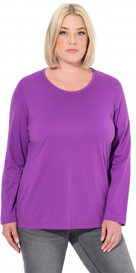 Ulla Popken Basic Round Neck Long Sleeve Slim Fit Cotton Tee Purple - T-särgid - 