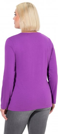 Ulla Popken Basic Round Neck Long Sleeve Slim Fit Cotton Tee Purple - T-särgid - 