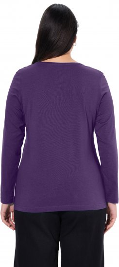 Ulla Popken Basic Round Neck Long Sleeve Slim Fit Cotton Tee Deep Violet - T-särgid - 