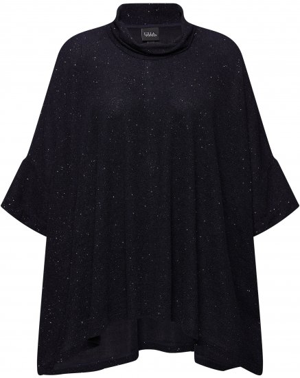 Ulla Popken Sparkling Draped Collared Tee Navy Blue - Trükitud/pildiga T-särgid naistele - 