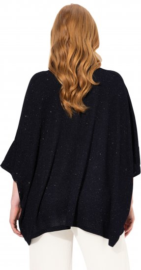 Ulla Popken Sparkling Draped Collared Tee Navy Blue - Trükitud/pildiga T-särgid naistele - 
