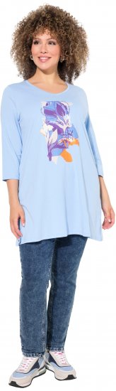 Ulla Popken Floral Motif 3/4 Sleeve Tunic Tee Light Blue - Trükitud/pildiga T-särgid naistele - 