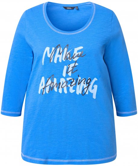 Ulla Popken Make It Amazing 3/4 Sleeve Graphic Tee Pacific Blue - Trükitud/pildiga T-särgid naistele - 