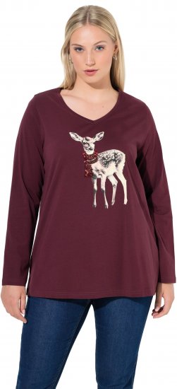 Ulla Popken Fawn Long Sleeve Graphic Tee Plum - Trükitud/pildiga T-särgid naistele - 