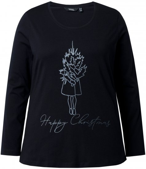 Ulla Popken Holiday Long Sleeve Graphic Tee Black - Trükitud/pildiga T-särgid naistele - 