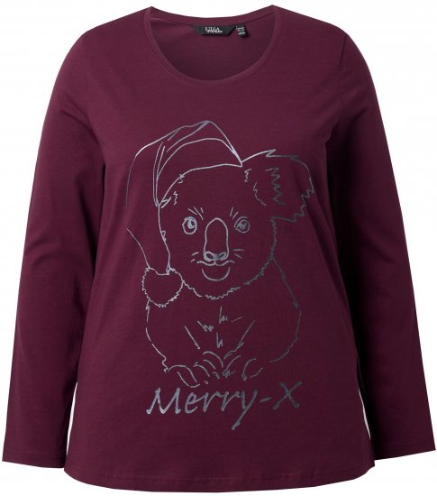 Ulla Popken Holiday Long Sleeve Graphic Tee Plum - Trükitud/pildiga T-särgid naistele - 