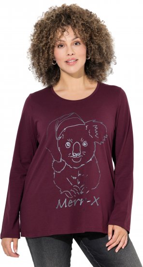 Ulla Popken Holiday Long Sleeve Graphic Tee Plum - Trükitud/pildiga T-särgid naistele - 