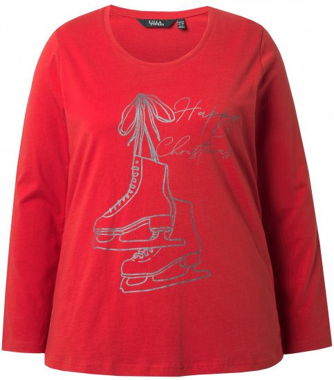 Ulla Popken Holiday Long Sleeve Graphic Tee Salsa Red - Trükitud/pildiga T-särgid naistele - 