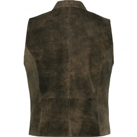 jP1880 Finest Goat Suede Traditional Vest Dark Brown - Trachten & Oktoberfest - Oktoberfesti riided suurtes suurustes (Trachten)