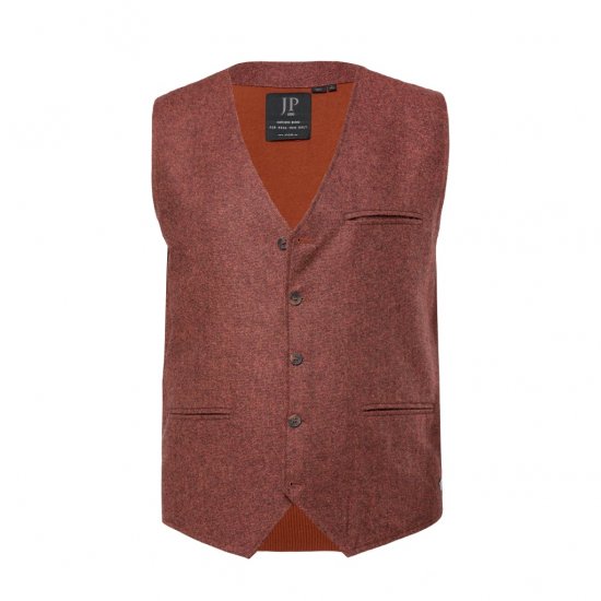 JP1880 Tweed Waistcoat Wool Brick Red - Vestid - Vestid suurtes suurustes