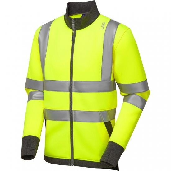 Leo Arganite Ecoviz Zipped Sweatshirt Hi-Vis Yellow - Tööriided - Suured tööriided