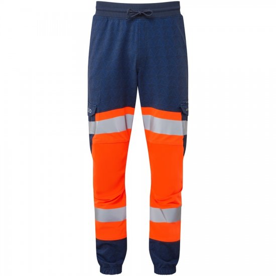 Leo Hawkridge Ecoviz High Performance 4X Stretch Trouser Hi-Vis Orange/Navy Print - Tööriided - Suured tööriided