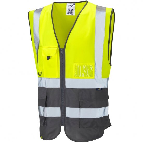 Leo Lynton Ecoviz Superior Waistcoat Hi-Vis Yellow/Grey - Tööriided - Suured tööriided