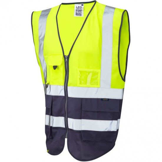 Leo Lynton Ecoviz Superior Waistcoat Hi-Vis Yellow/Navy - Tööriided - Suured tööriided