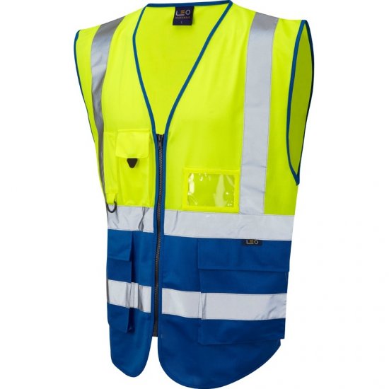 Leo Lynton Ecoviz Superior Waistcoat Hi-Vis Yellow/Royal Blue - Tööriided - Suured tööriided