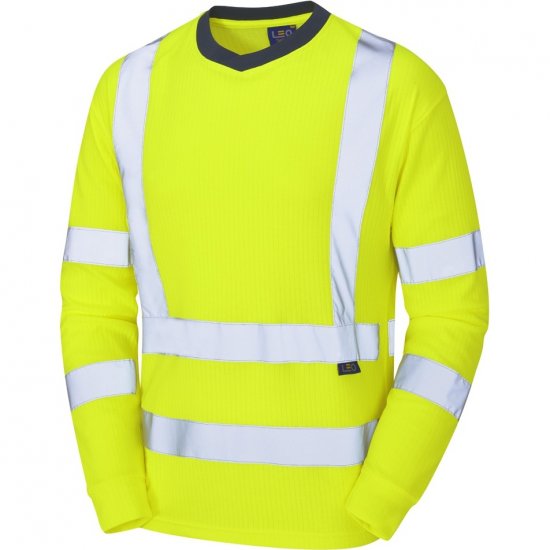 Leo Riverton Ecoviz Comfort Sleeved T-Shirt Hi-Vis Yellow - Tööriided - Suured tööriided