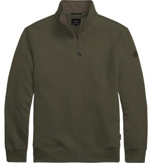 Double Outfitters MTOP-1163 Poole tõmblukuga dressipluus Khaki - Sviitrid ja dressipluusid - Meeste suured kapuutsiga jakid suurustes 2XL – 14XL