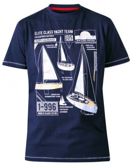 D555 Neville Yacht Team Crew Neck Printed T-Shirt Navy - T-särgid - Suured T-särgid 2XL – 14XL