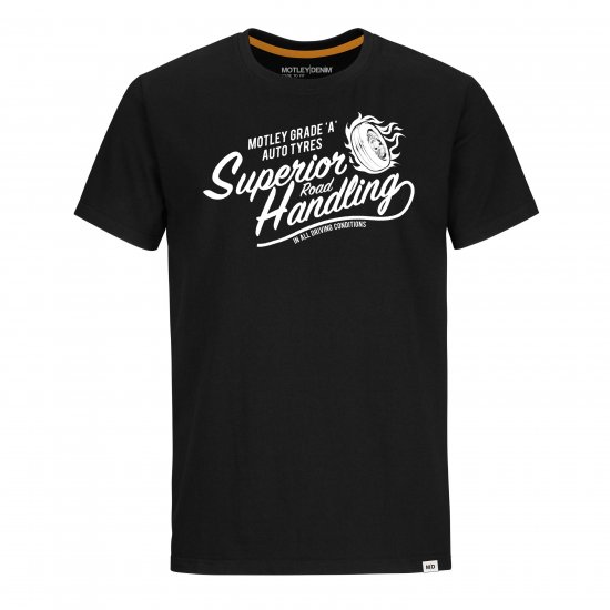 Motley Denim Nottingham T-Shirt White on Black - T-särgid - Suured T-särgid 2XL – 14XL