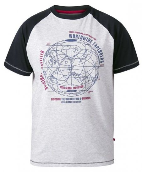 D555 Obama Worldwide Explorers T-Shirt Off White Marl - T-särgid - Suured T-särgid 2XL – 14XL