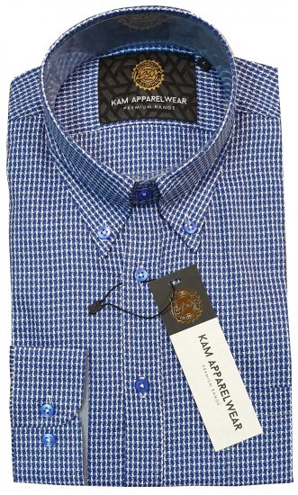 Kam Jeans P001 Long Sleeve Premium Shirt Blue - Särgid - Meeste suured särgid 2XL – 8XL