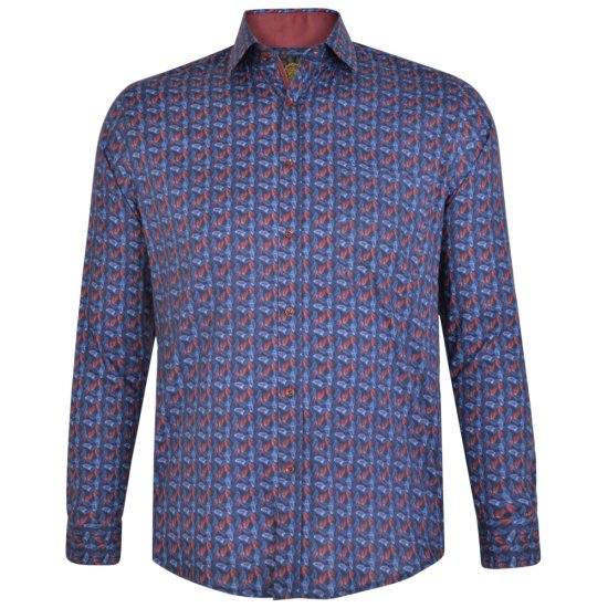 Kam Jeans P005 LS Digital Leaf Print Shirt - Särgid - Meeste suured särgid 2XL – 8XL