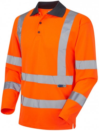 Leo Woolsery Coolviz L/S Polo Shirt Hi-Vis Orange - Tööriided - Suured tööriided