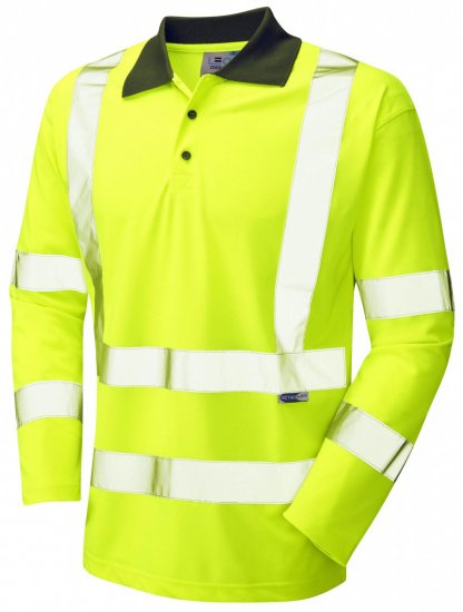 Leo Woolsery Coolviz L/S Polo Shirt Hi-Vis Yellow - Tööriided - Suured tööriided