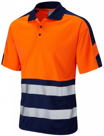 Leo Watersmeet Coolviz Plus Polo Hi-Vis Orange/Navy - Tööriided - Suured tööriided