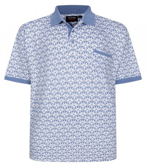 Espionage P231 Geomeetrilise mustriga polosärk sinine/valge - Polosärgid - Meeste suured polosärgid 2XL – 8XL
