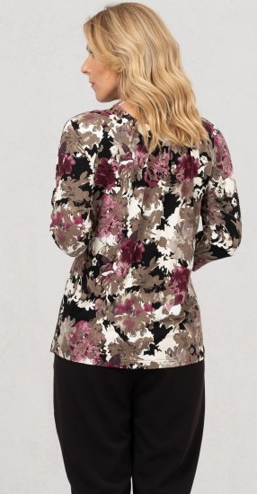 Scandinavian Caramel Flowers Blouse Purple and Brown - Trükitud/pildiga T-särgid naistele - 