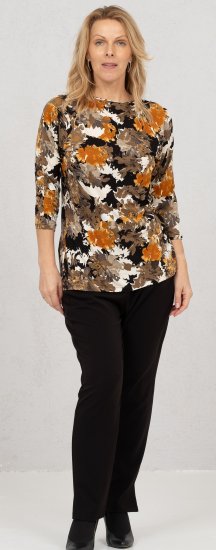 Scandinavian Caramel Flowers Blouse Orange and Brown - Trükitud/pildiga T-särgid naistele - 