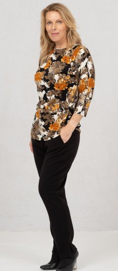 Scandinavian Caramel Flowers Blouse Orange and Brown - Trükitud/pildiga T-särgid naistele - 