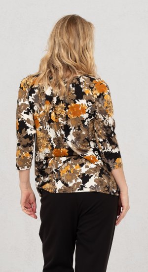 Scandinavian Caramel Flowers Blouse Orange and Brown - Trükitud/pildiga T-särgid naistele - 