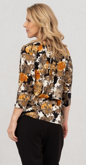 Scandinavian Caramel Flowers Blouse Orange and Brown - Trükitud/pildiga T-särgid naistele - 