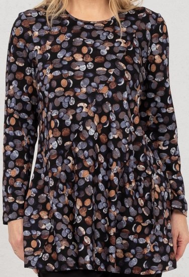 Scandinavian Caramel Flower Petals Tunic Copper and Blue - Trükitud/pildiga T-särgid naistele - 