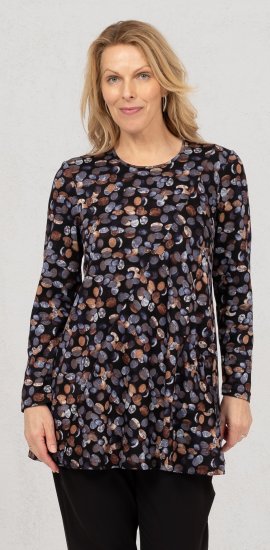 Scandinavian Caramel Flower Petals Tunic Copper and Blue - Trükitud/pildiga T-särgid naistele - 