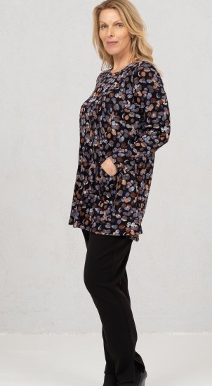 Scandinavian Caramel Flower Petals Tunic Copper and Blue - Trükitud/pildiga T-särgid naistele - 