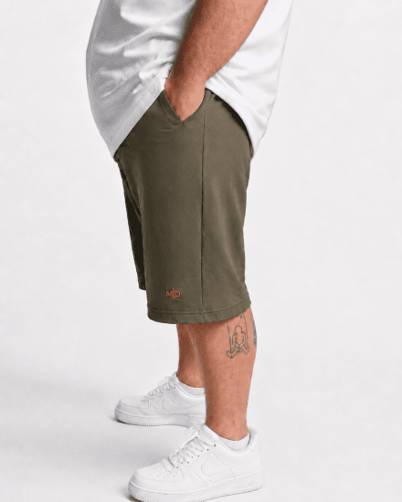 Motley Denim Paris Sweatshorts Dark Khaki - Dressipüksid ja -šortsid - Spordipüksid ja Lühikesed Spordipüksid