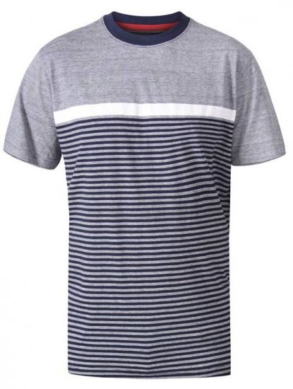 D555 Perkins Crew Neck Cut And Sew Jacquard T-Shirt Navy - T-särgid - Suured T-särgid 2XL – 14XL