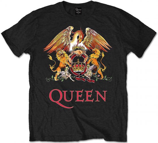 Queen Classic Crest T-shirt Black - T-särgid - Suured T-särgid 2XL – 14XL