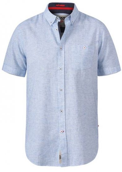 D555 Reid 1 Linen Mix Short Sleeve Shirt Sky Blue - Särgid - Meeste suured särgid 2XL – 8XL