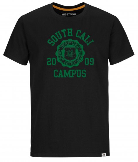 Motley Denim Rochdale T-Shirt Green on Black - T-särgid - Suured T-särgid 2XL – 14XL